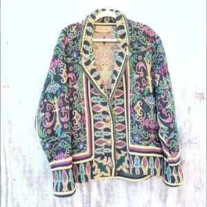 Vintage Painted Pony Tapestry Blazer CottageCore Boho Women's 2X/3X LargeButton